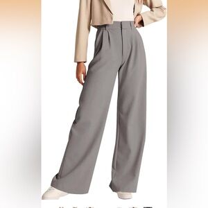 Elegant Gray Women's Wide-Leg Pants